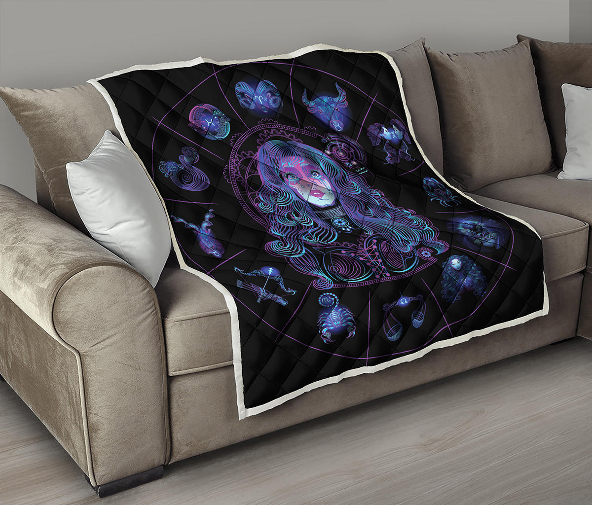 Aquarius And Astrological Signs Print Quilt