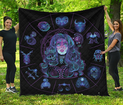 Aquarius And Astrological Signs Print Quilt
