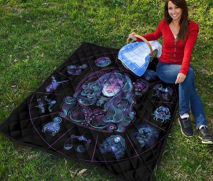 Aquarius And Astrological Signs Print Quilt