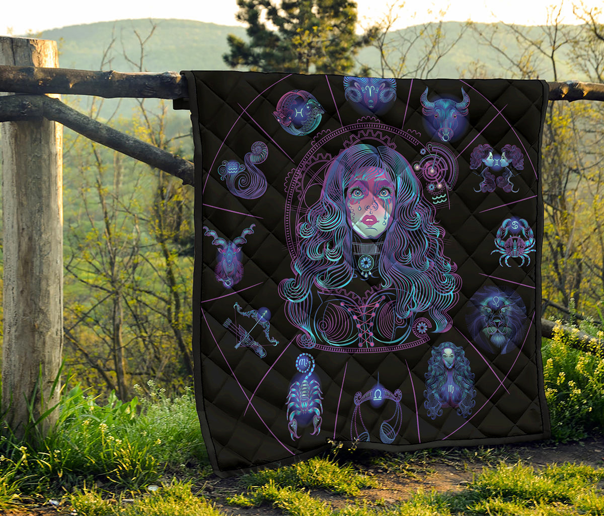 Aquarius And Astrological Signs Print Quilt
