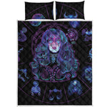 Aquarius And Astrological Signs Print Quilt Bed Set