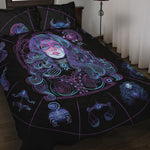 Aquarius And Astrological Signs Print Quilt Bed Set