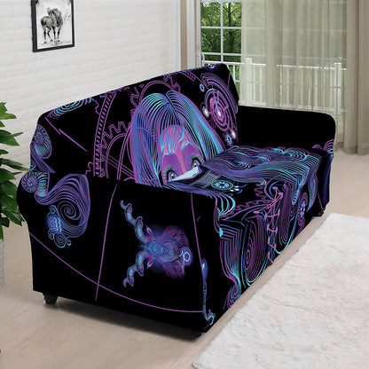 Aquarius And Astrological Signs Print Sofa Cover