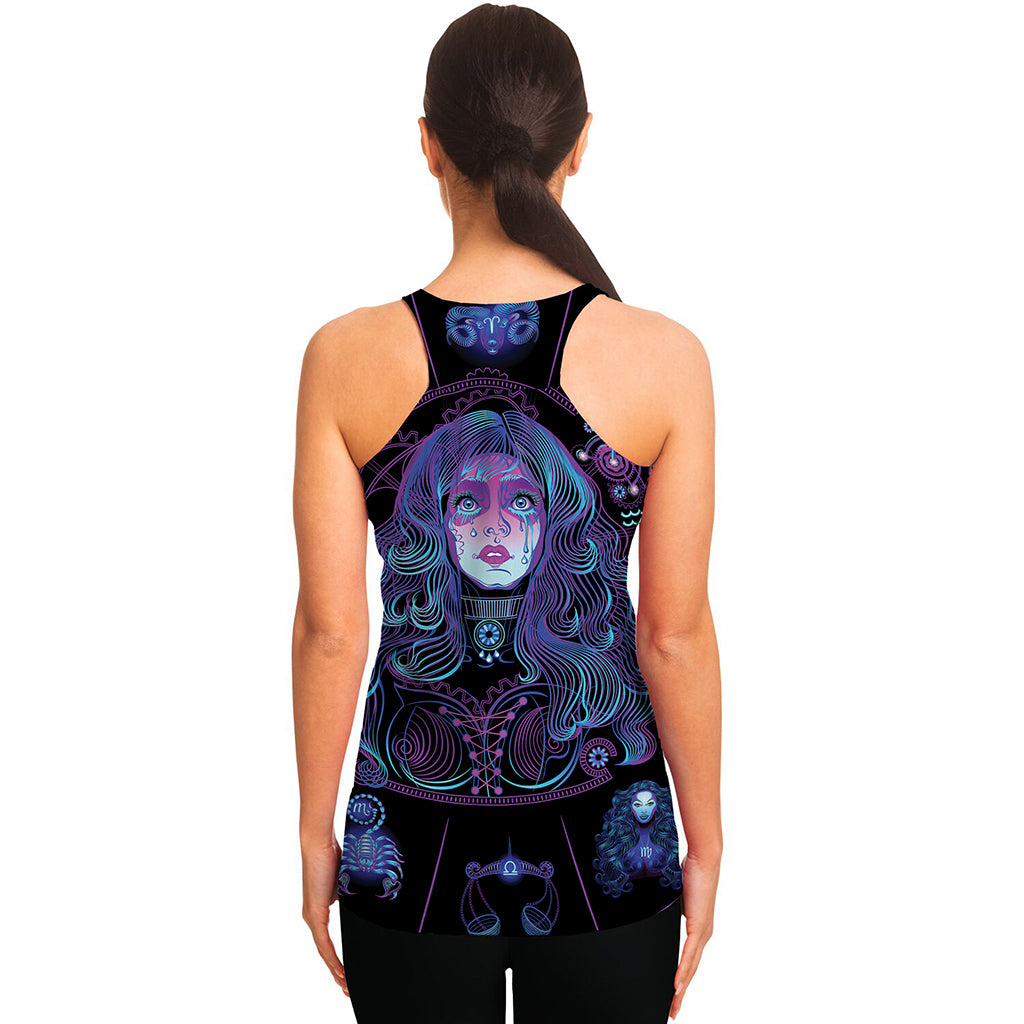 Aquarius And Astrological Signs Print Women's Racerback Tank Top