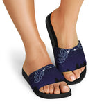 Aquarius Constellation Print Black Slide Sandals