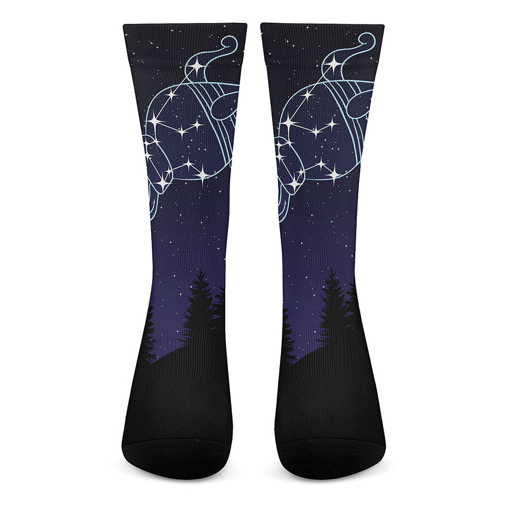 Aquarius Constellation Print Crew Socks