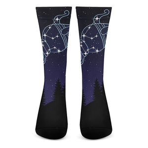 Aquarius Constellation Print Crew Socks