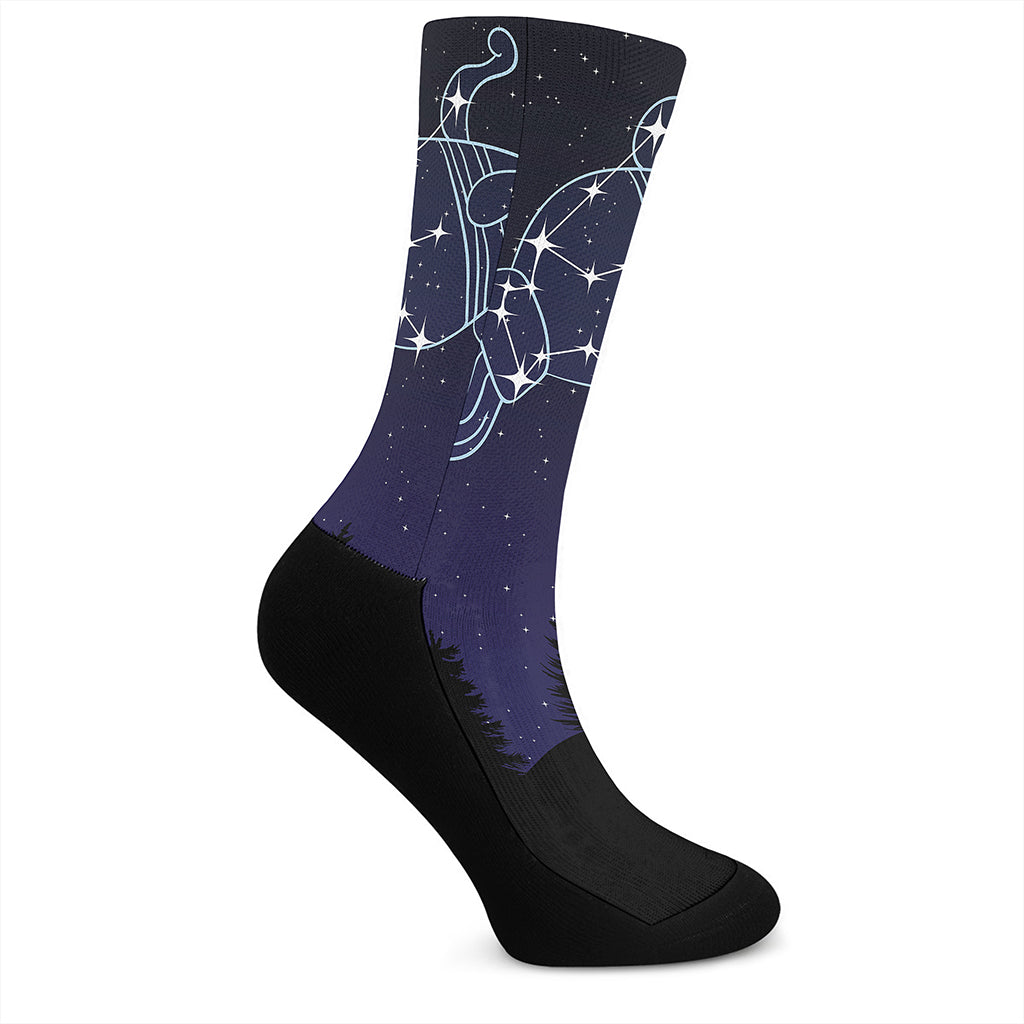 Aquarius Constellation Print Crew Socks