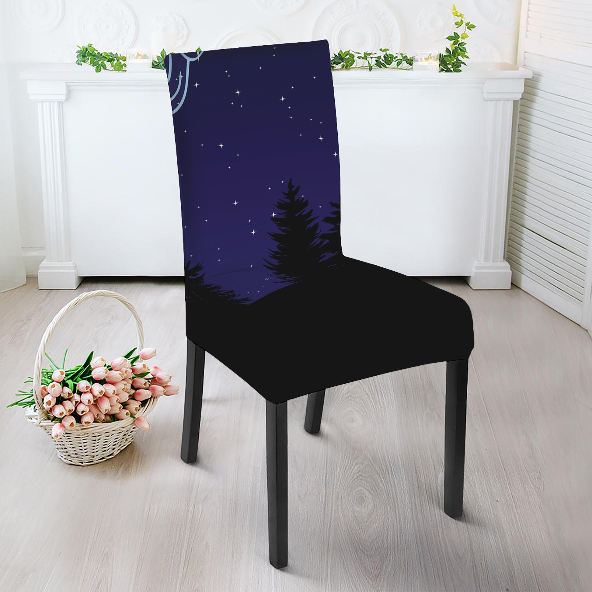 Aquarius Constellation Print Dining Chair Slipcover