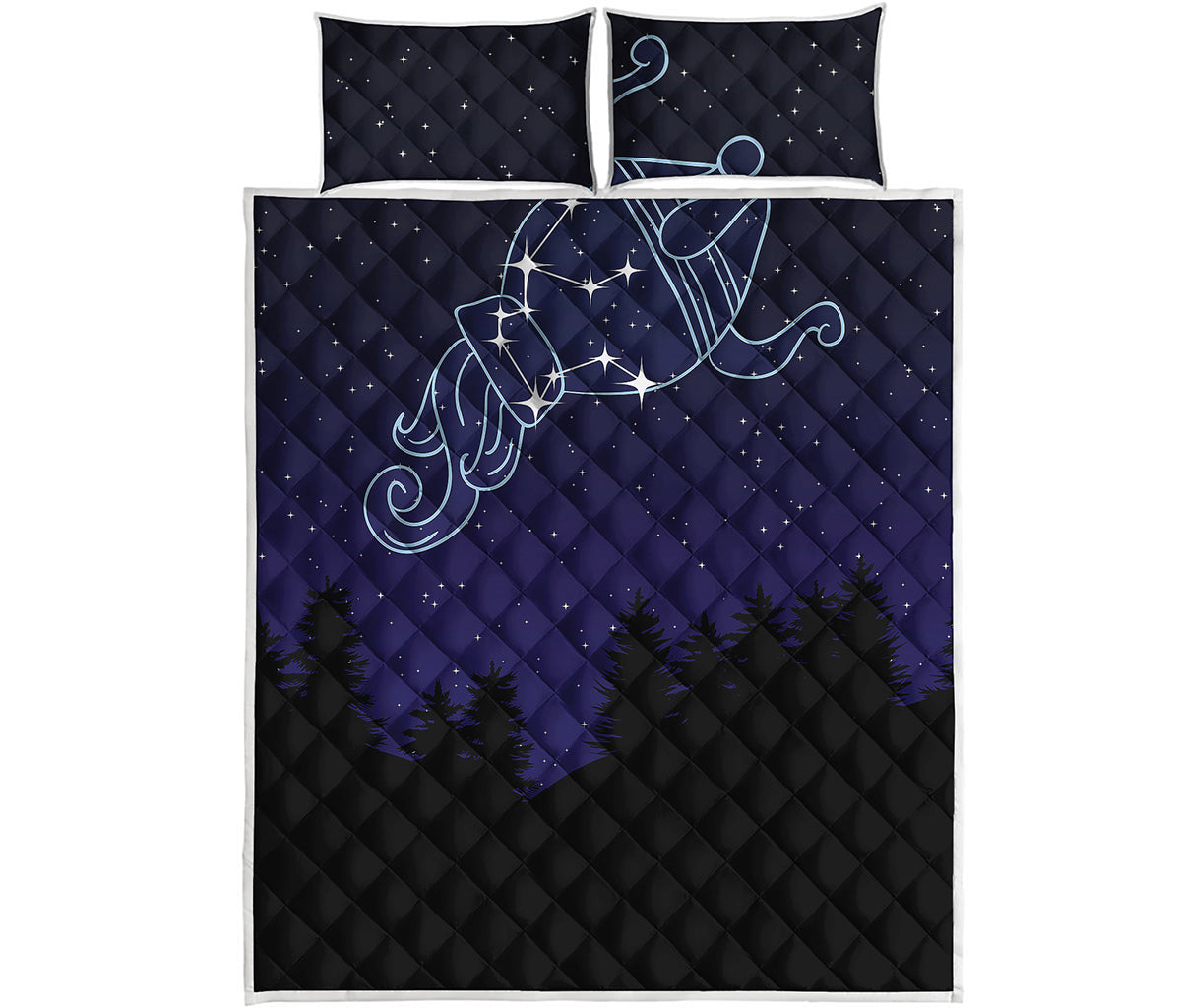 Aquarius Constellation Print Quilt Bed Set