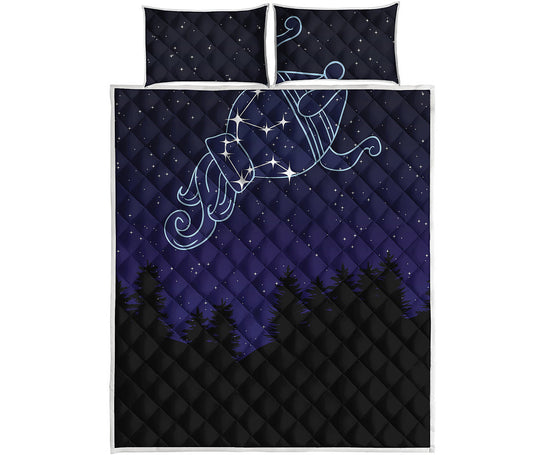 Aquarius Constellation Print Quilt Bed Set