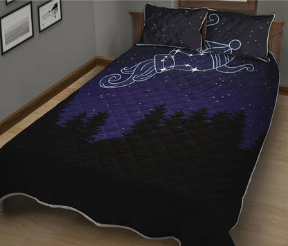 Aquarius Constellation Print Quilt Bed Set