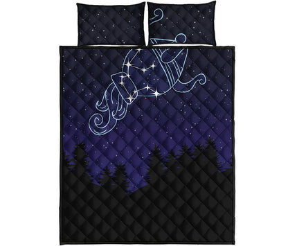Aquarius Constellation Print Quilt Bed Set