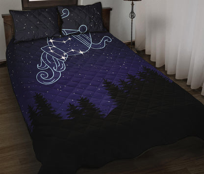 Aquarius Constellation Print Quilt Bed Set