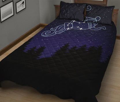 Aquarius Constellation Print Quilt Bed Set