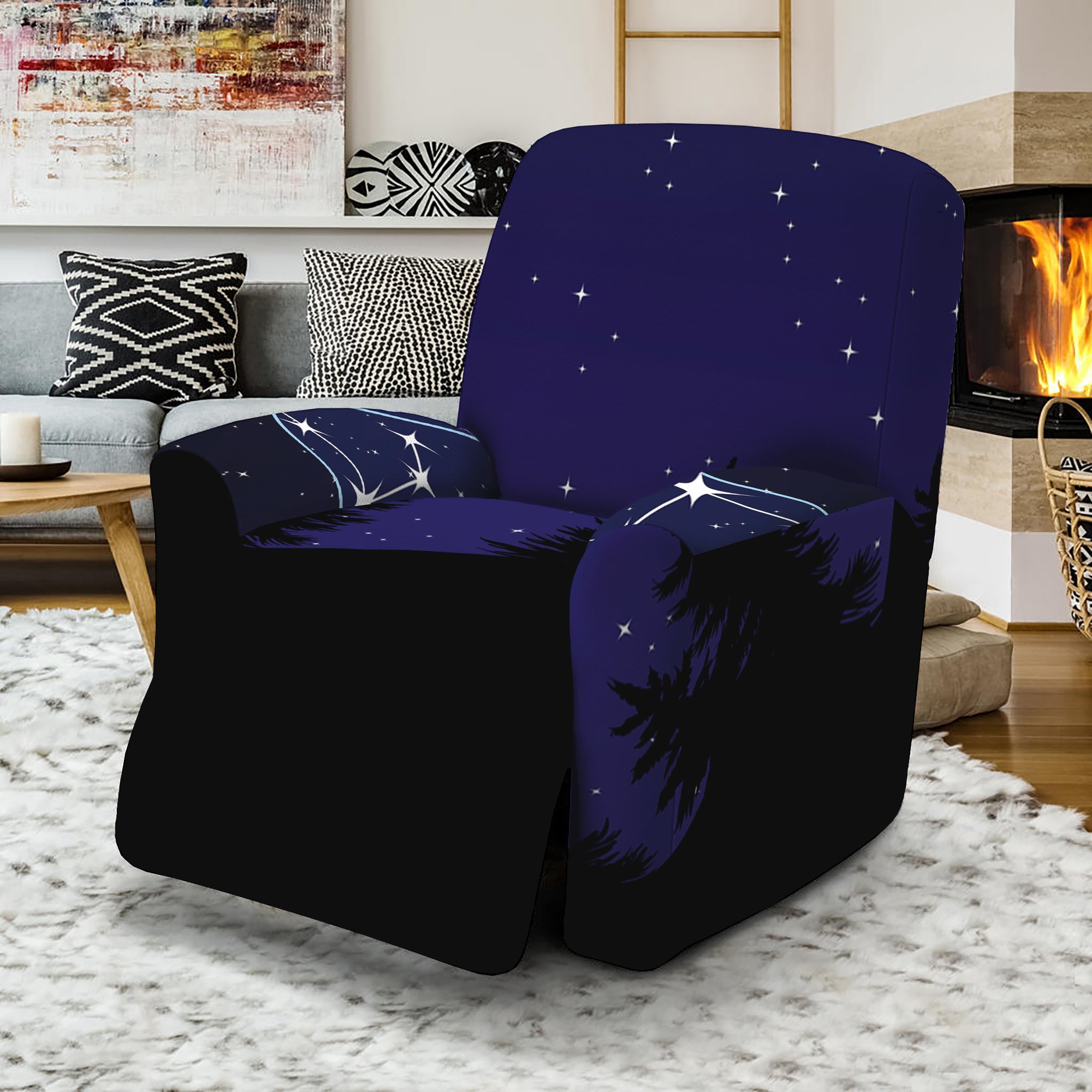 Aquarius Constellation Print Recliner Slipcover