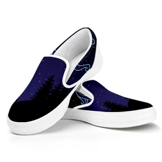 Aquarius Constellation Print White Slip On Shoes
