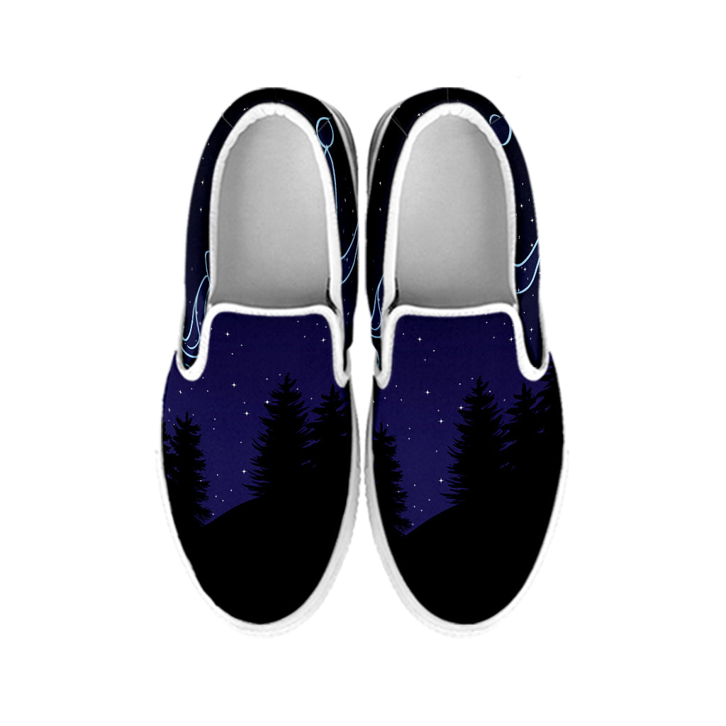 Aquarius Constellation Print White Slip On Shoes