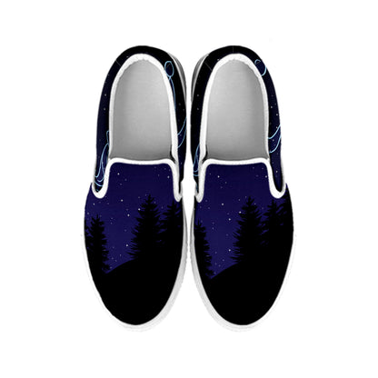 Aquarius Constellation Print White Slip On Shoes