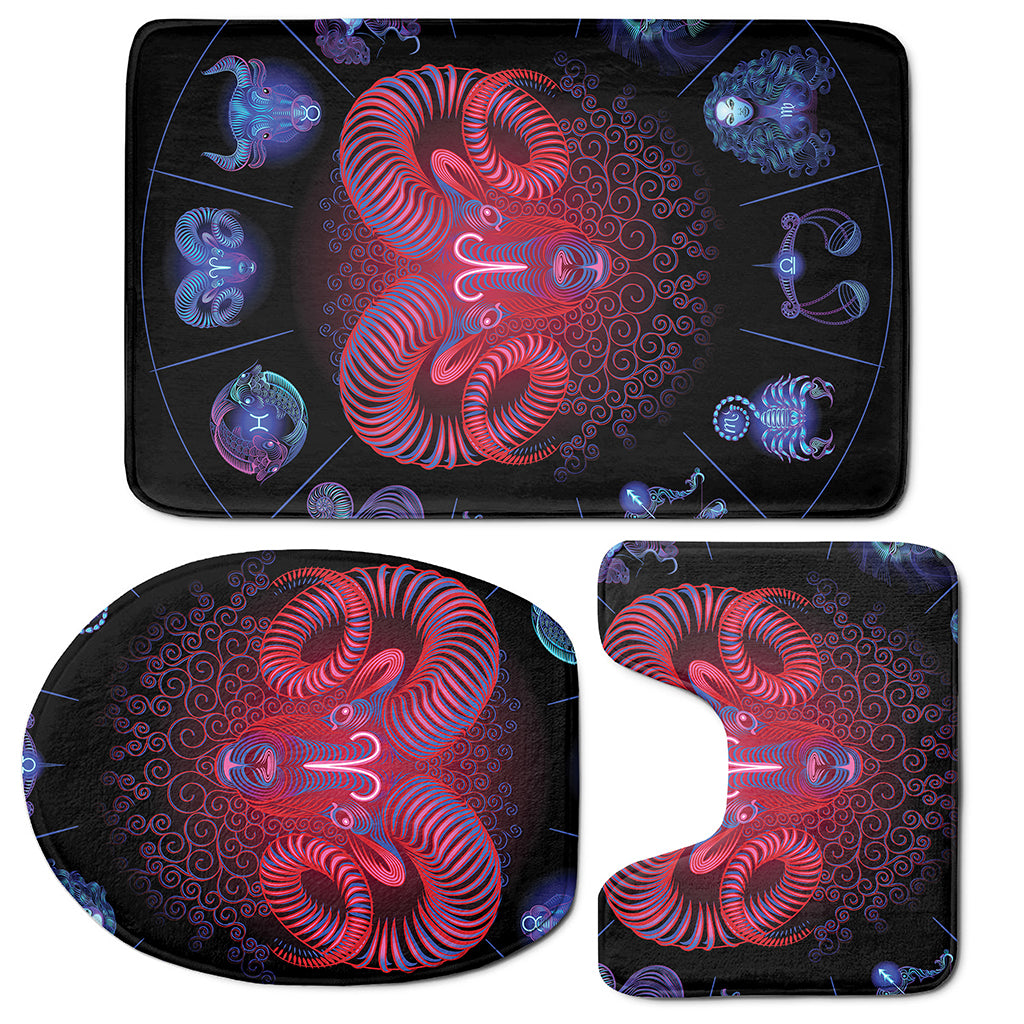 Aries And Astrological Signs Print 3 Piece Bath Mat Set