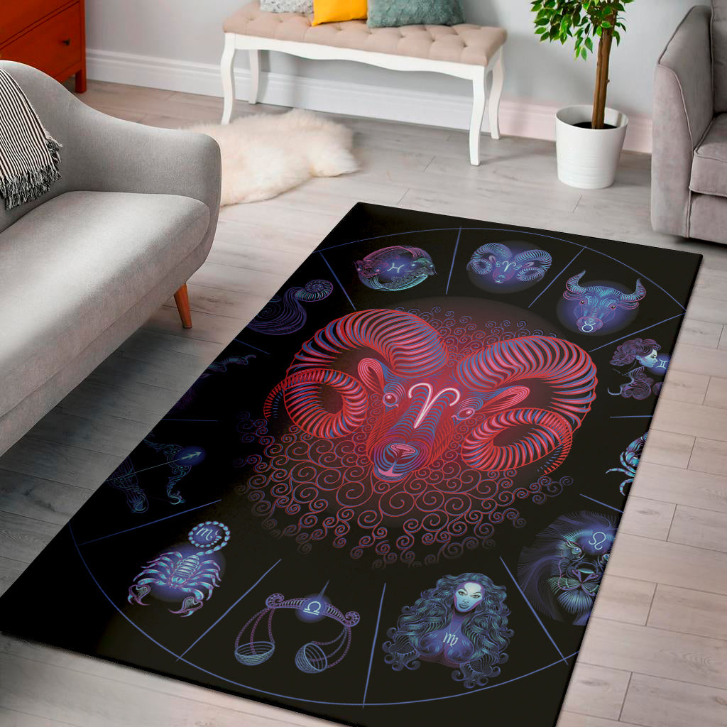 Aries And Astrological Signs Print Area Rug