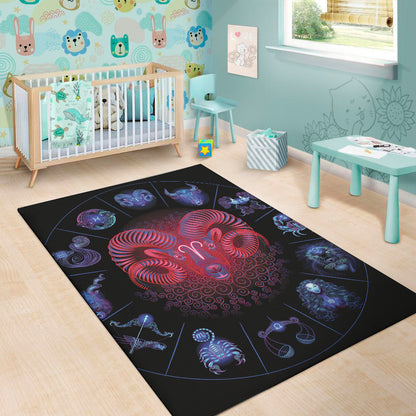 Aries And Astrological Signs Print Area Rug