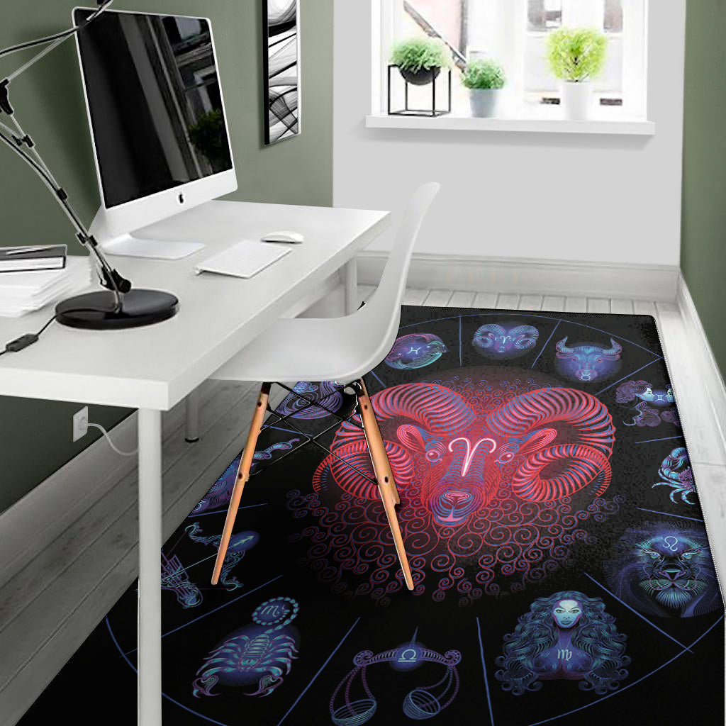 Aries And Astrological Signs Print Area Rug