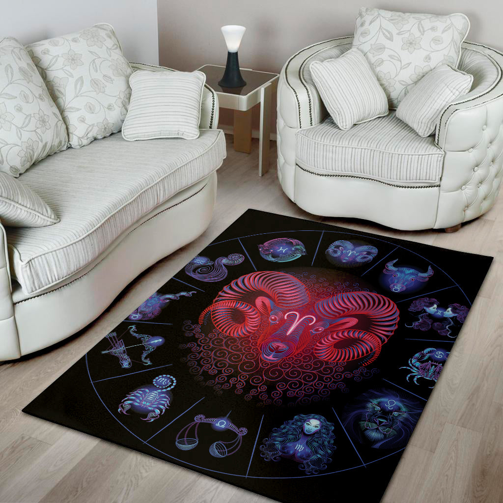 Aries And Astrological Signs Print Area Rug