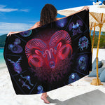 Aries And Astrological Signs Print Beach Sarong Wrap