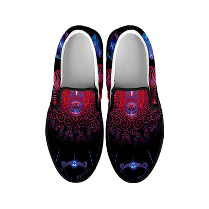 Aries And Astrological Signs Print Black Slip On Shoes