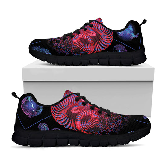 Aries And Astrological Signs Print Black Sneakers