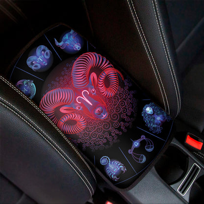 Aries And Astrological Signs Print Car Center Console Cover