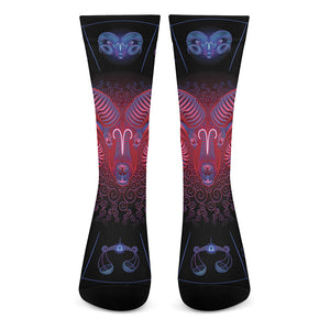 Aries And Astrological Signs Print Crew Socks