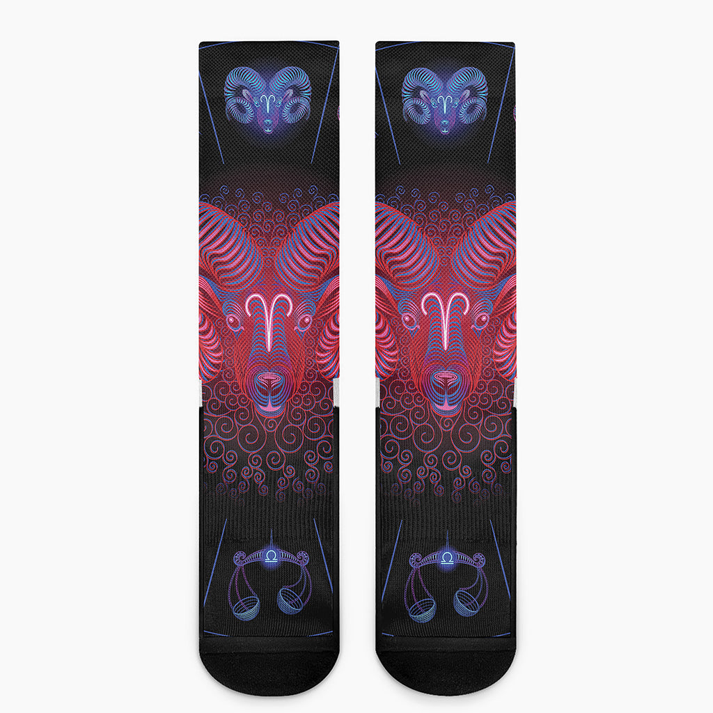 Aries And Astrological Signs Print Crew Socks