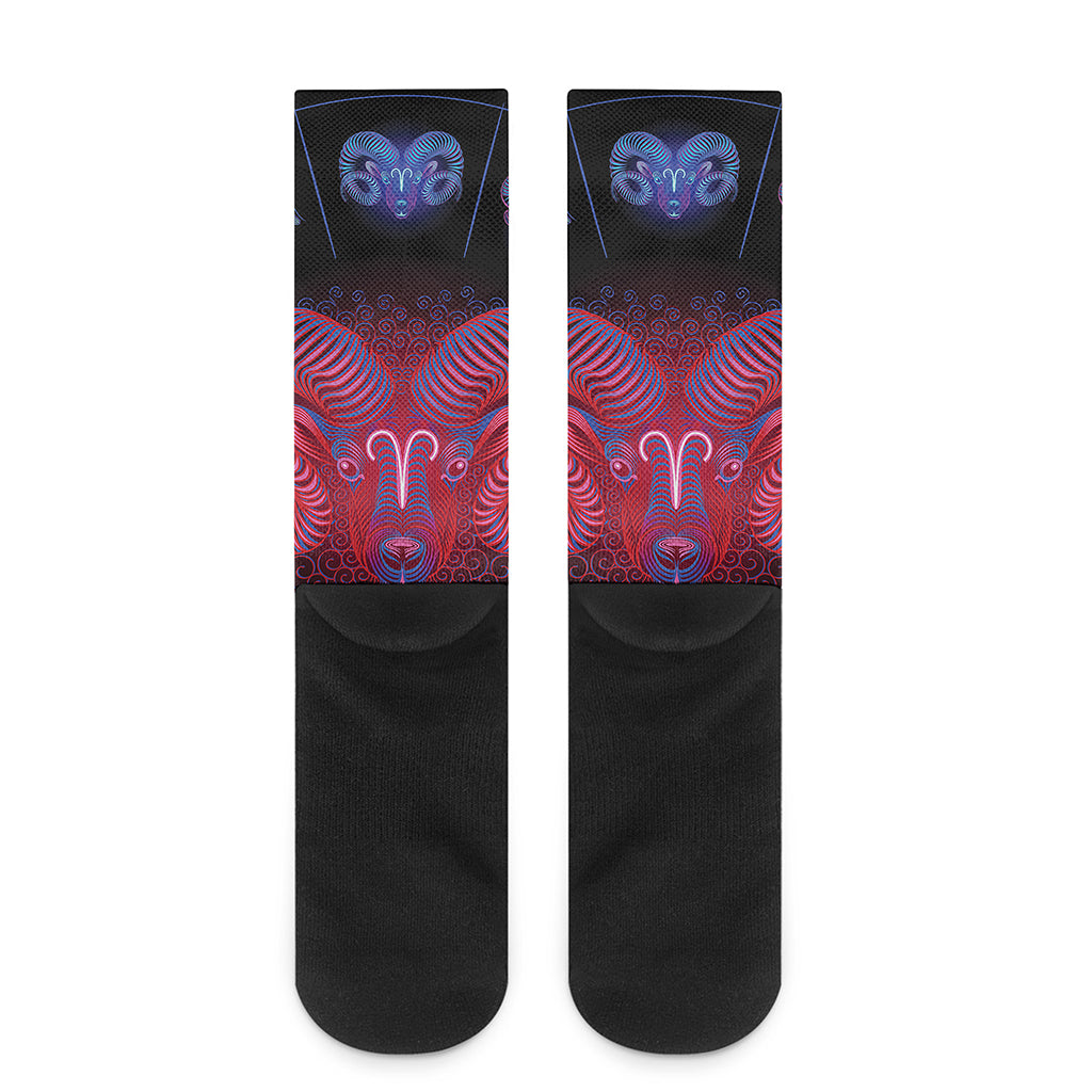 Aries And Astrological Signs Print Crew Socks