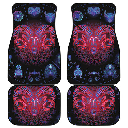 Aries And Astrological Signs Print Front and Back Car Floor Mats