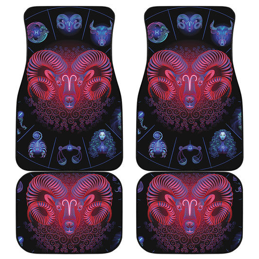 Aries And Astrological Signs Print Front and Back Car Floor Mats
