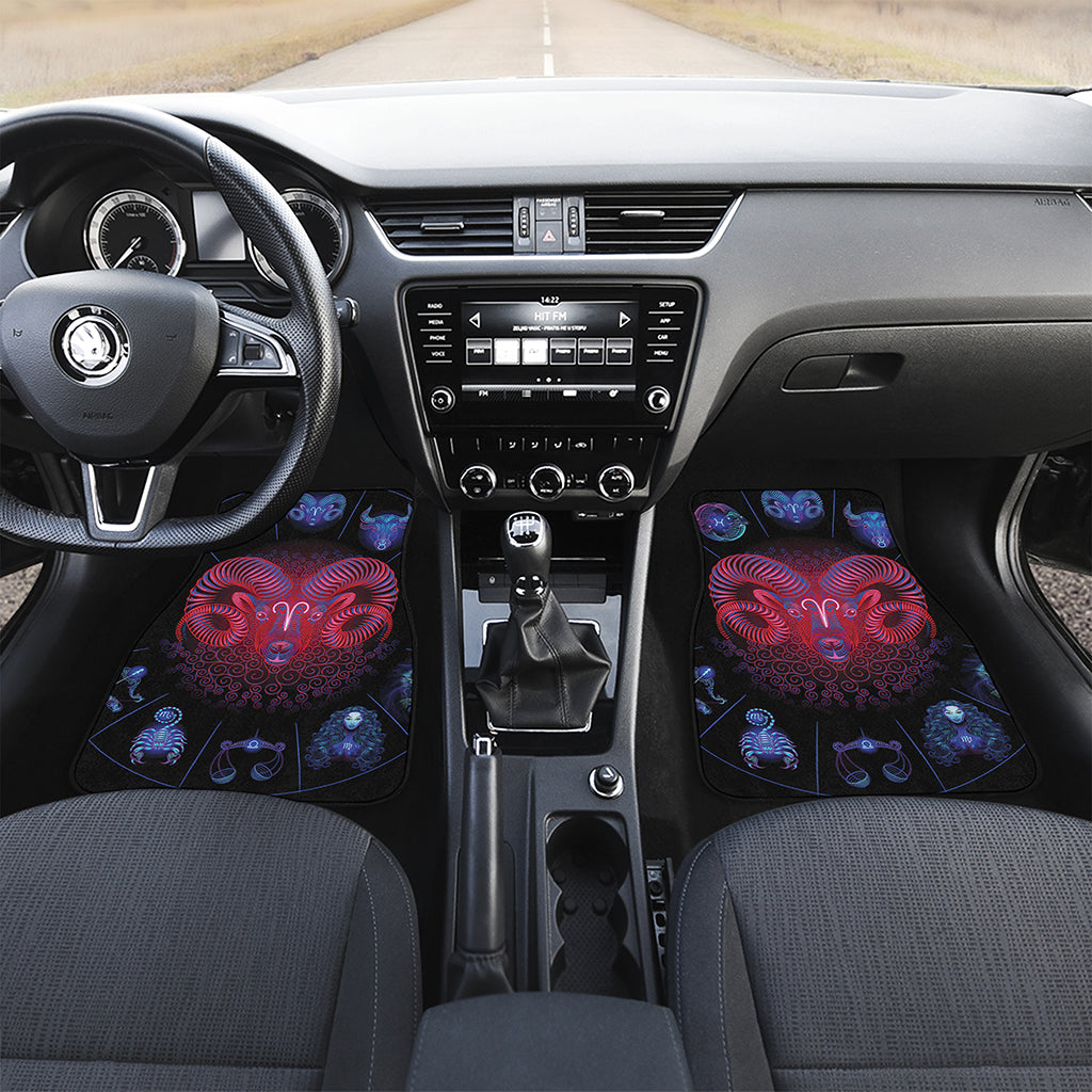 Aries And Astrological Signs Print Front and Back Car Floor Mats
