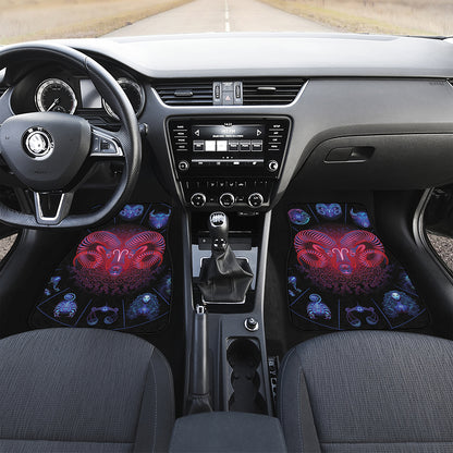 Aries And Astrological Signs Print Front and Back Car Floor Mats