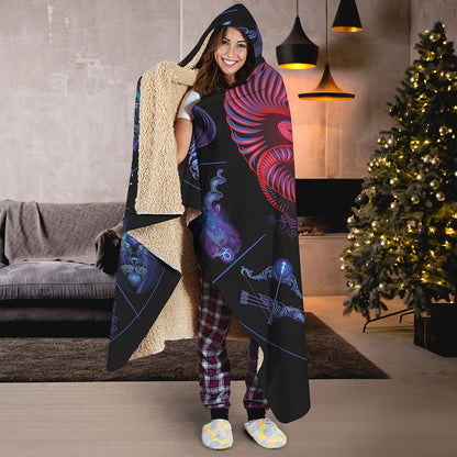 Aries And Astrological Signs Print Hooded Blanket