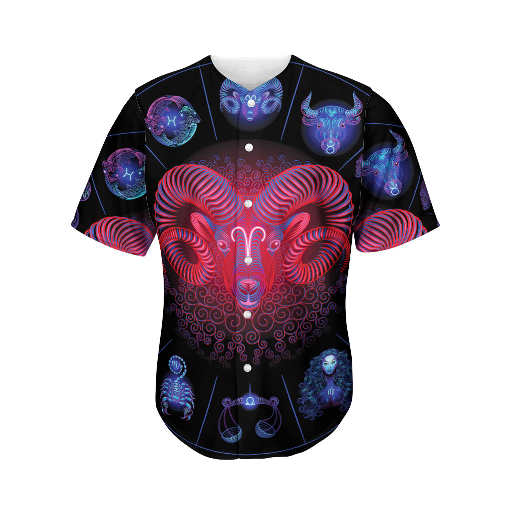 Aries And Astrological Signs Print Men's Baseball Jersey