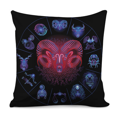 Aries And Astrological Signs Print Pillow Cover