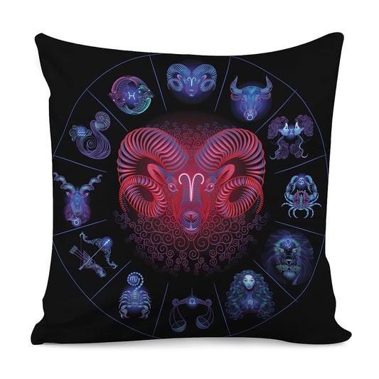 Aries And Astrological Signs Print Pillow Cover