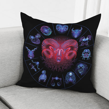 Aries And Astrological Signs Print Pillow Cover