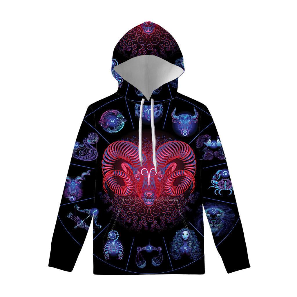 Aries And Astrological Signs Print Pullover Hoodie