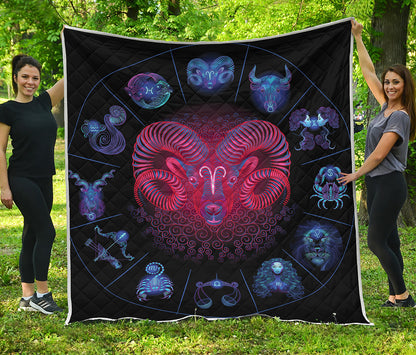 Aries And Astrological Signs Print Quilt