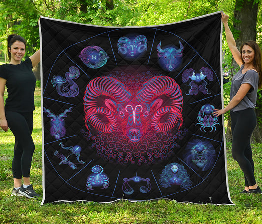 Aries And Astrological Signs Print Quilt