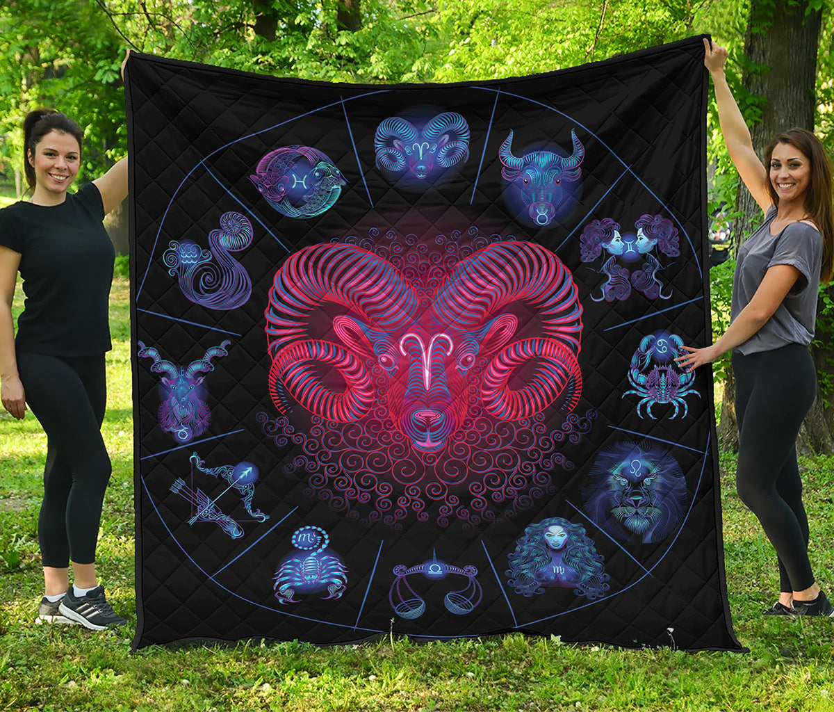 Aries And Astrological Signs Print Quilt