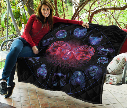 Aries And Astrological Signs Print Quilt