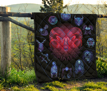 Aries And Astrological Signs Print Quilt